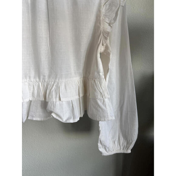 Cleobella Mandie Blouse Ivory Size M NWOT Boho Ruffle Organic Cotton - Picture 11 of 12